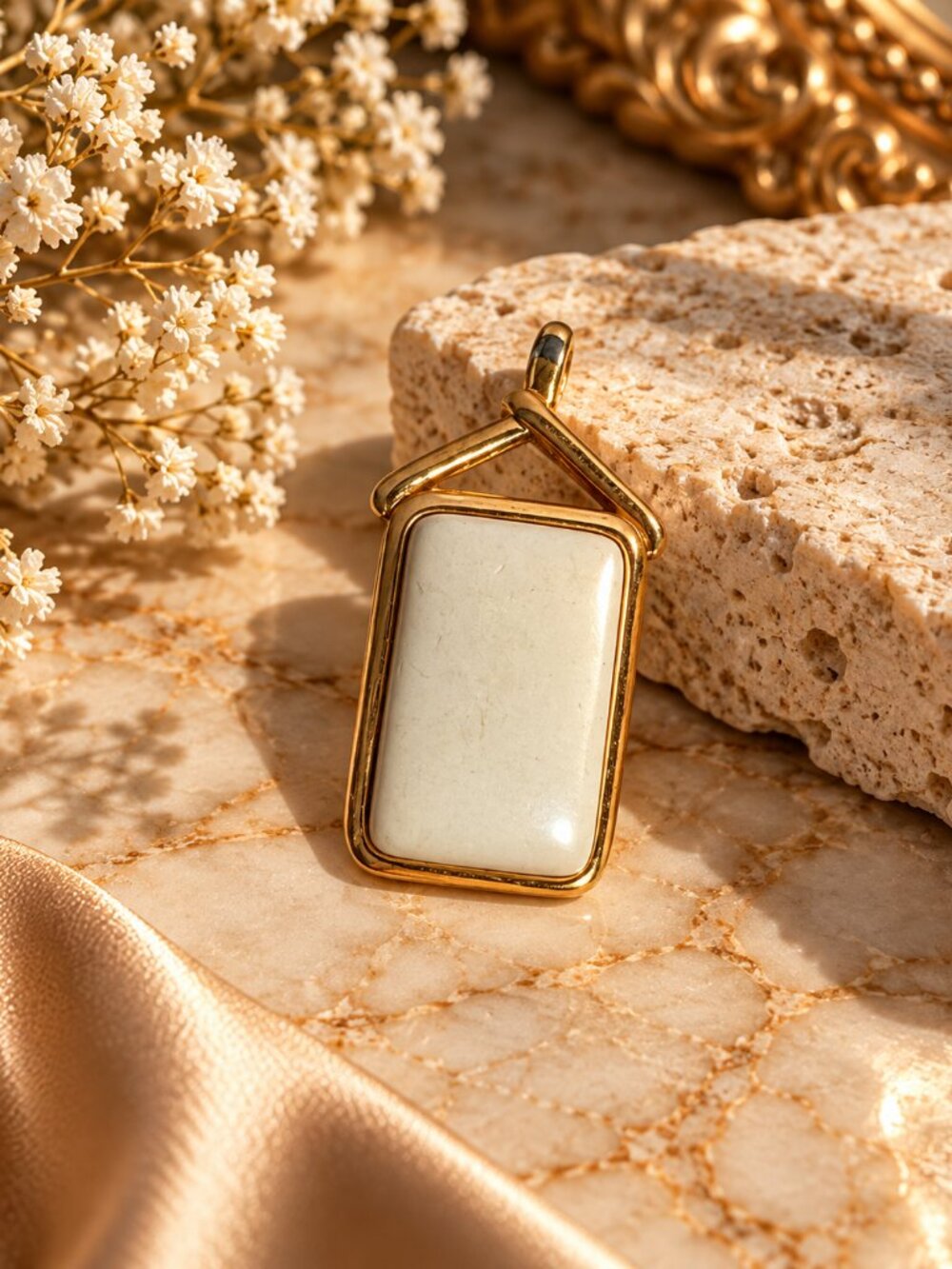 Vintage Nina Ricci Gold Tone Rectangular Pendant Charm